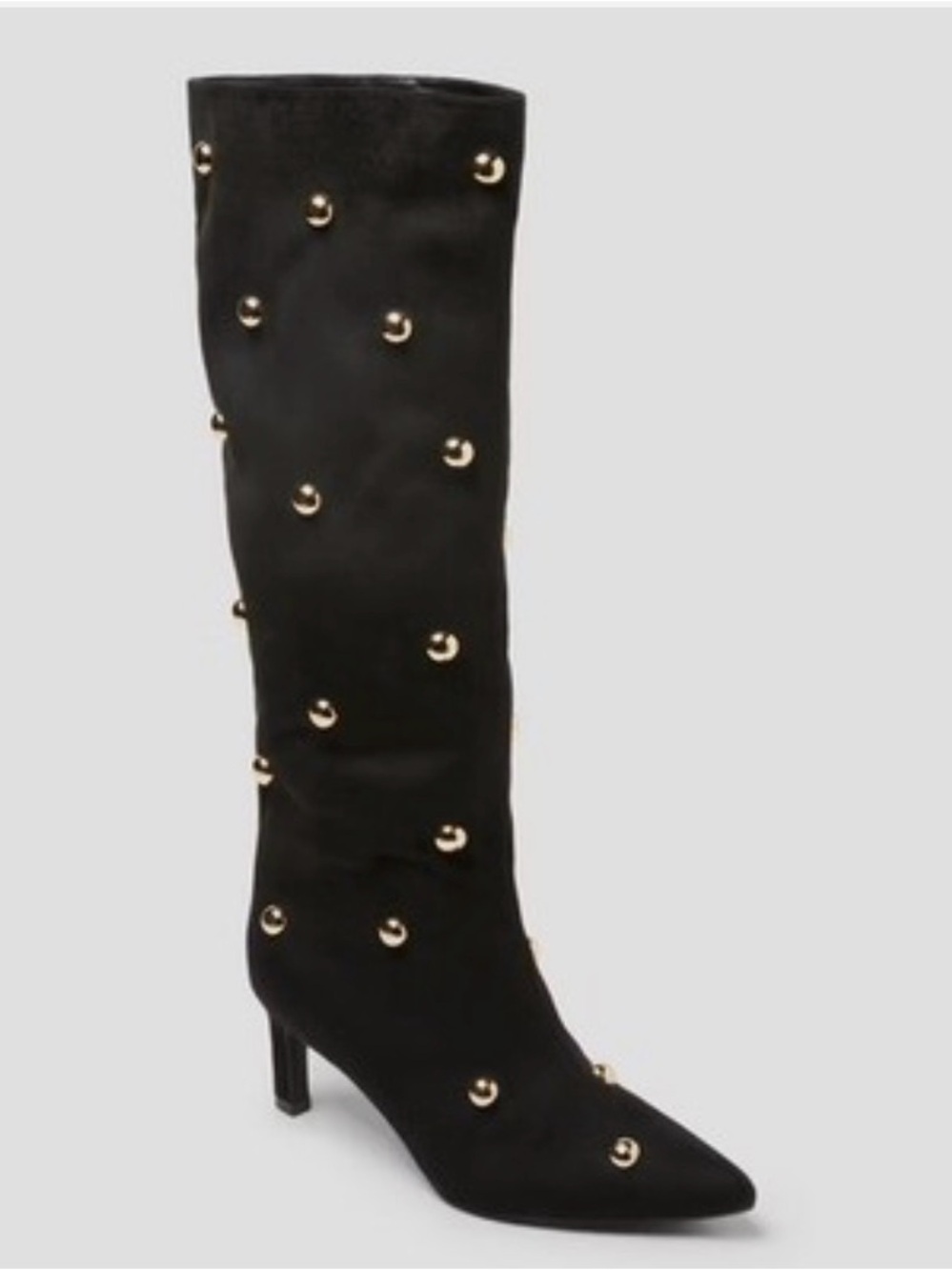 A New Day Jet Black Justice Studded Heel Boots- Size 6 1/2
